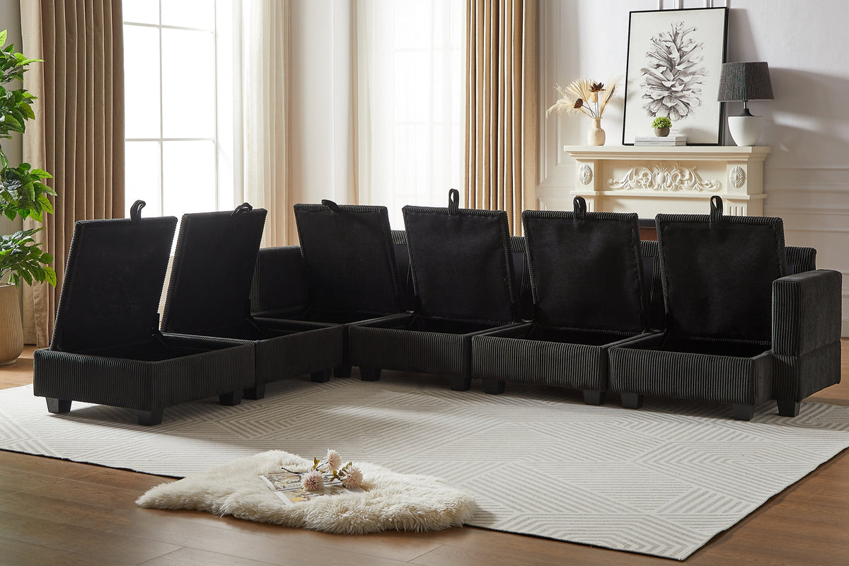 HARLOW 114&quot; Corduroy Sofa w/ Storage