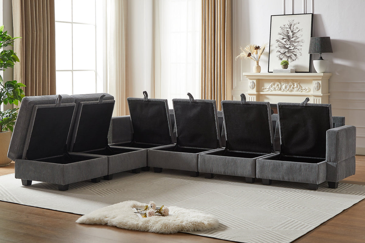 HARLOW 114&quot; Corduroy Sofa w/ Storage