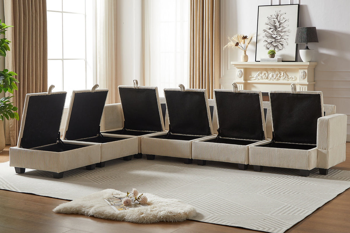 HARLOW 114&quot; Corduroy Sofa w/ Storage