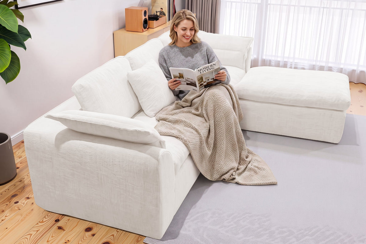 CEDARLY 98" 4-Seater Sofa with 1 Ottoman