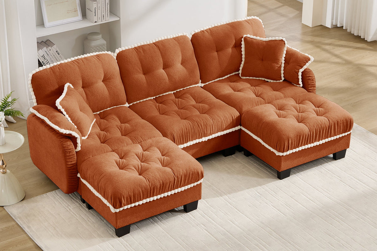 SANDRA 100" 3-Seater Sofa With 2 Ottomans
