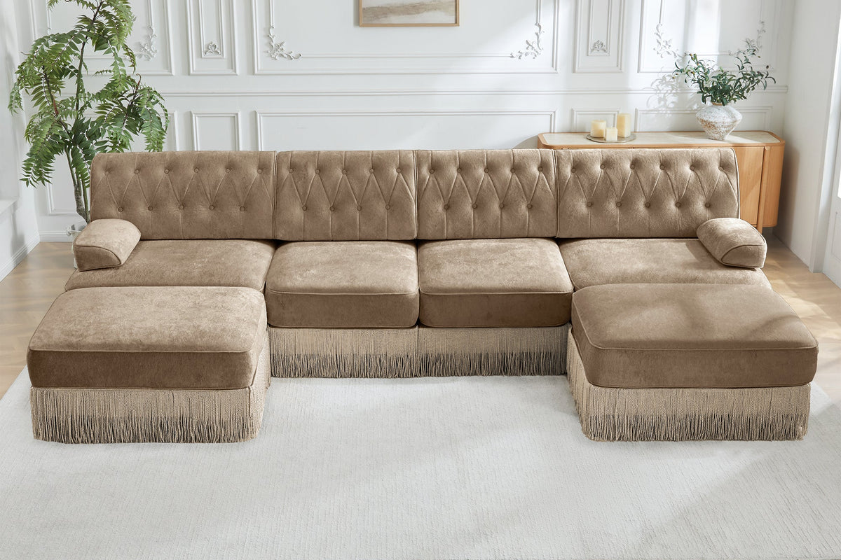ELIZA 135" 4-Seater Sofa With 2 Ottomans