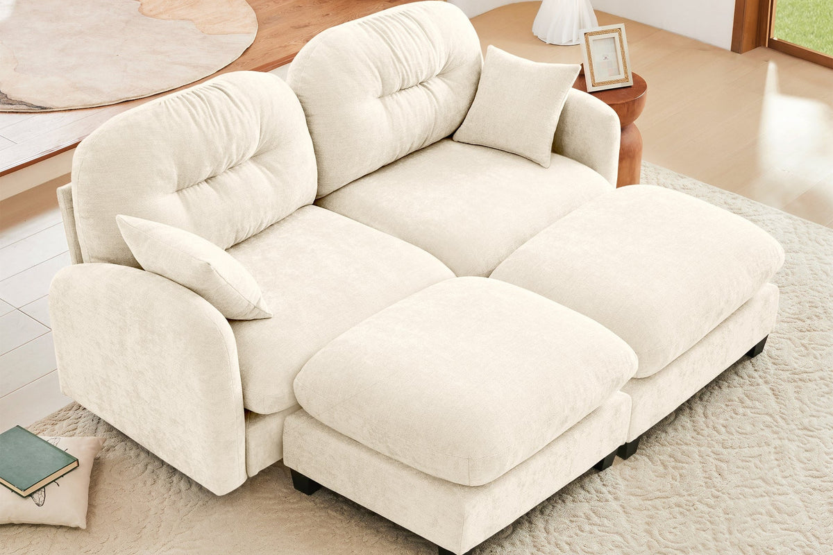 NUVIA 74&quot; Loveseat with 2 Ottomans