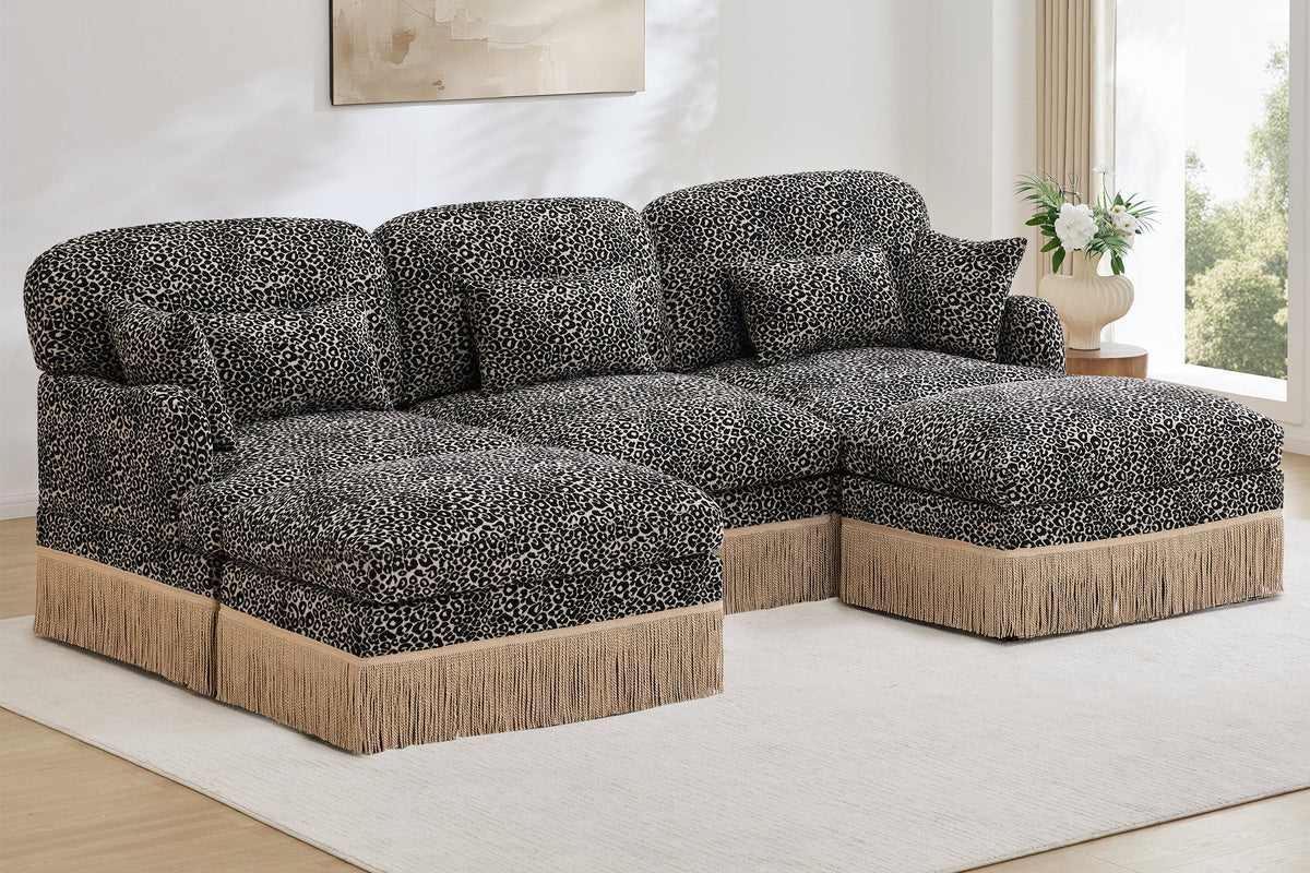 ORLAVO 100" 3-Seater Sofa With 2 Ottomans