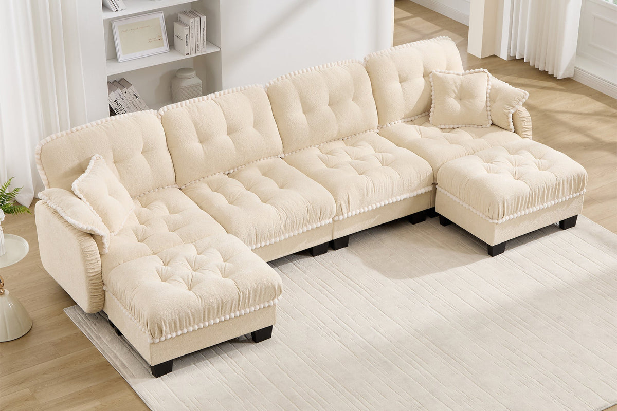 SANDRA 131" 4-Seater Sofa With 2 Ottomans