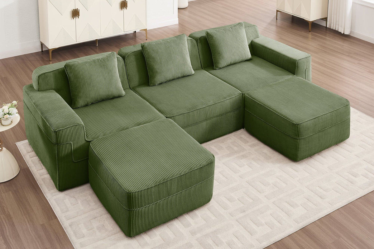 MARTHA 117" 3-Seater Sofa with 2 Ottomans