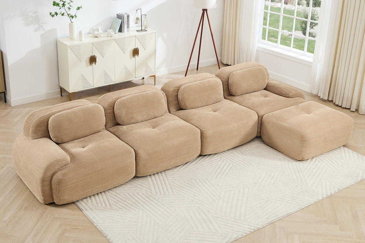 MIA 152&#39;&#39; 4-Seater Sofa with 1 Ottoman