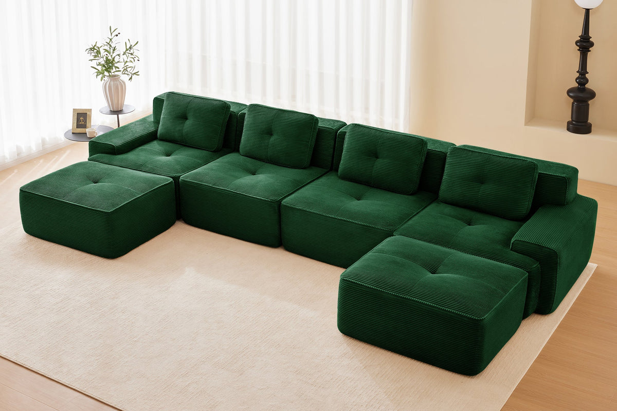 CORDELIA 153" 4-Seater Sofa with 2 Ottomans