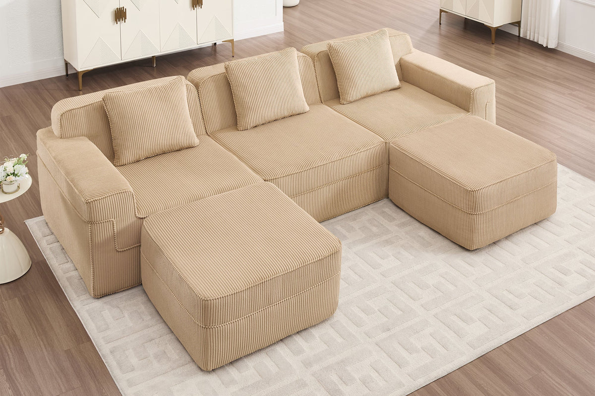 MARTHA 117" 3-Seater Sofa with 2 Ottomans