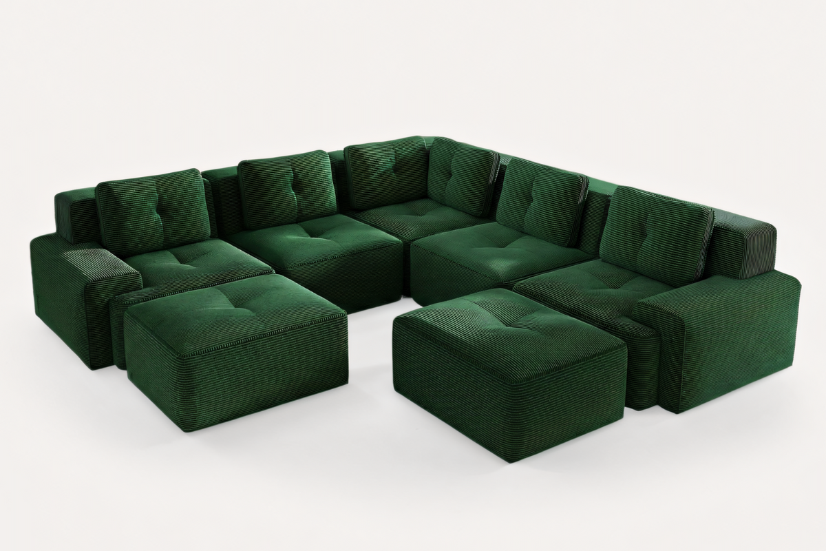 CORDELIA 116" 5-Seater Sectional with 2 Ottomans