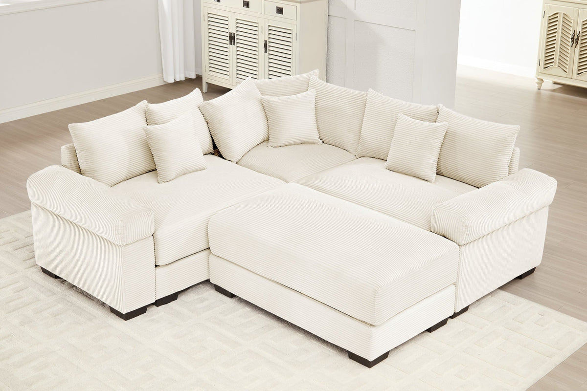 DESEO 158&quot; Sectional Sofa with Ottoman