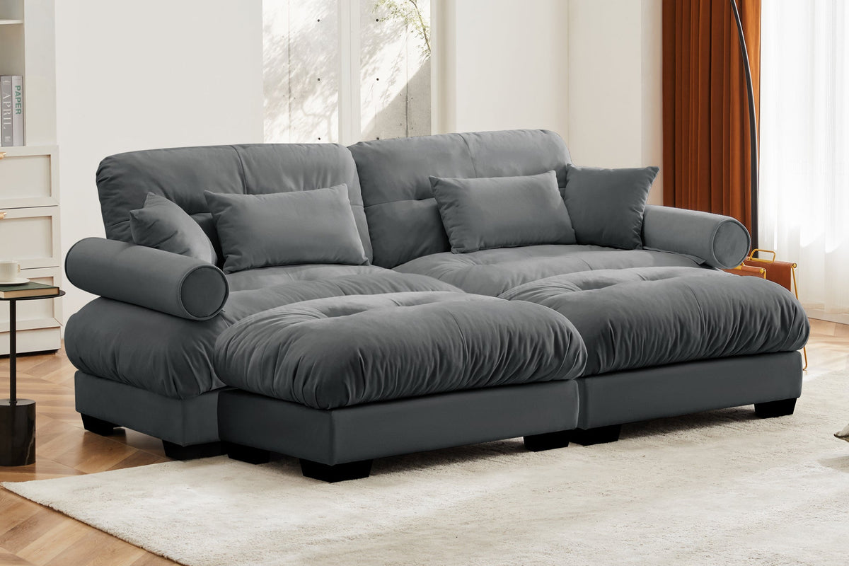 CLOUDIES 94&quot; Loveseat with 2 Ottomans