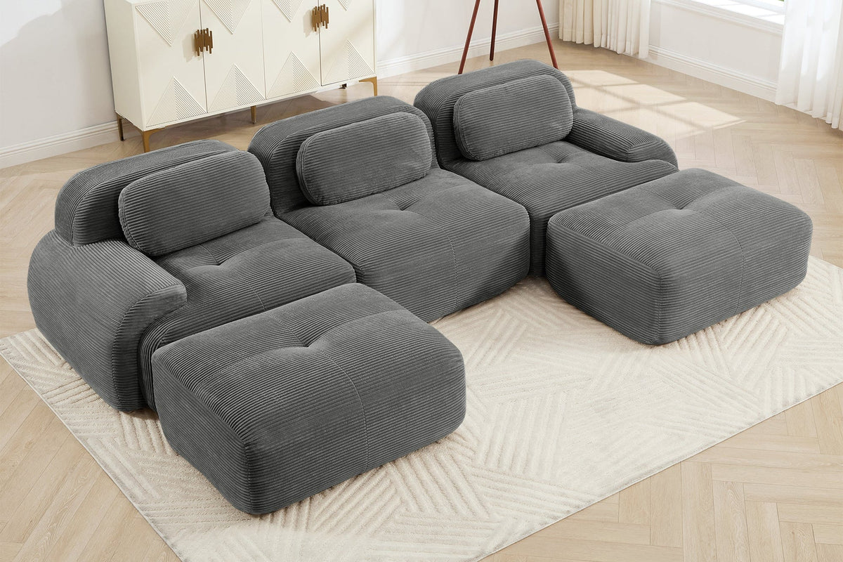 MIA 117&#39;&#39; 3-Seater Sofa with 2 Ottomans