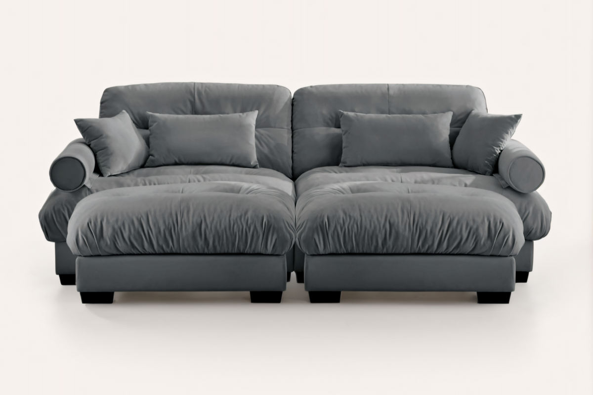 CLOUDIES 94&quot; Loveseat with 2 Ottomans
