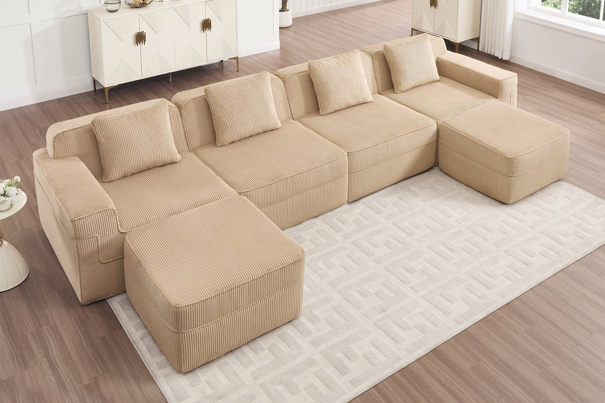 MARTHA 153" 4-Seater Sofa with 2 Ottomans