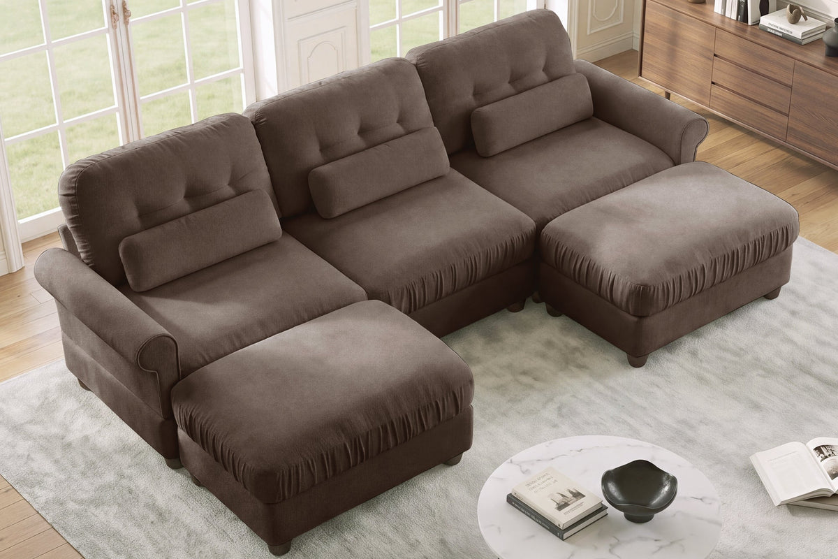 MELBOURNE 98" 3-Seater Sofa with 2 Ottomans