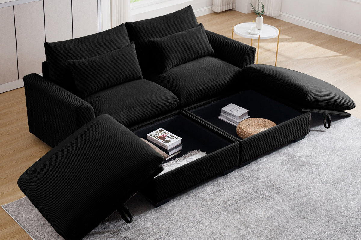 HARMONY 86&quot; Loveseat with 2 Ottomans