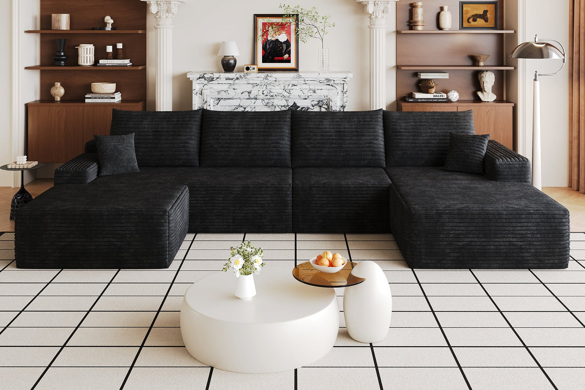 ORVITEX 135" Right Chaise Sofa with 1 Ottoman
