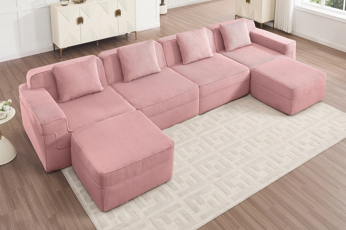 MARTHA 153" 4-Seater Sofa with 2 Ottomans