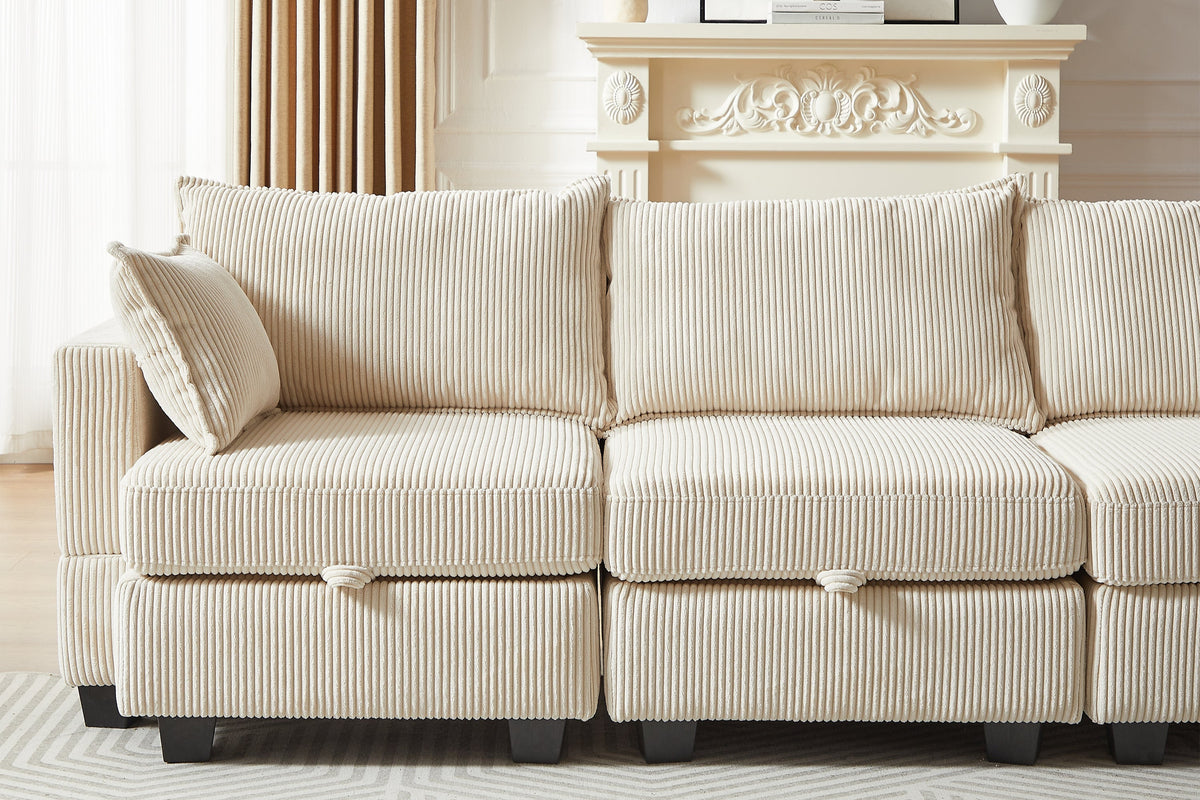 HARLOW 114&quot; Corduroy Sofa w/ Storage