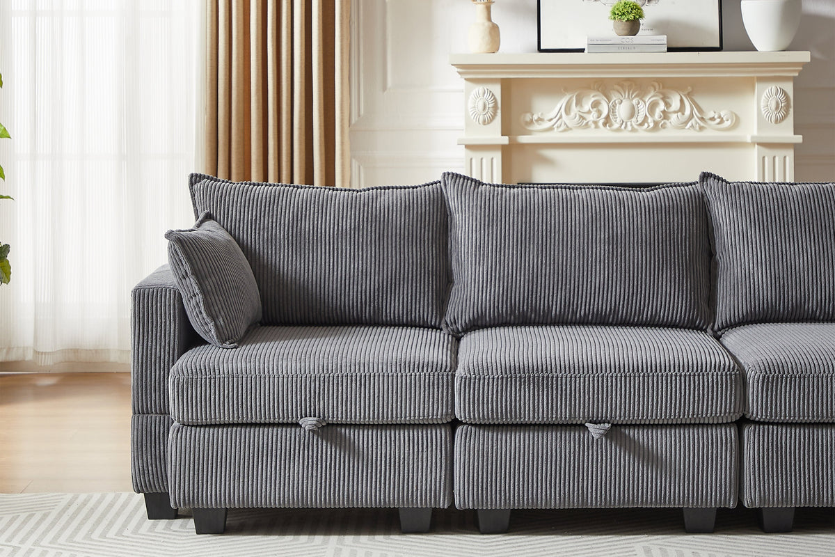 HARLOW 114&quot; Corduroy Sofa w/ Storage