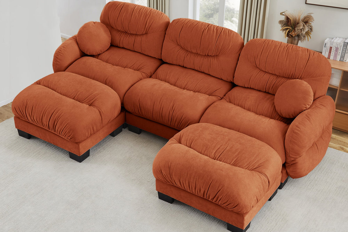 FLORA 116" 3-Seater Sofa With 2 Ottomans