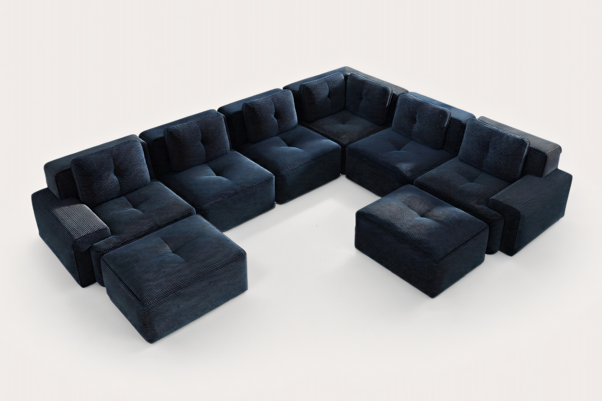 CORDELIA 151" 6-Seater Sofa with 2 Ottomans