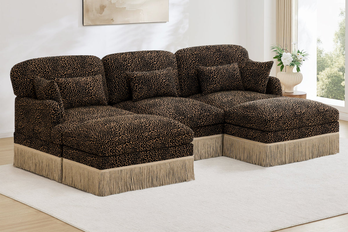 ORLAVO 100" 3-Seater Sofa With 2 Ottomans