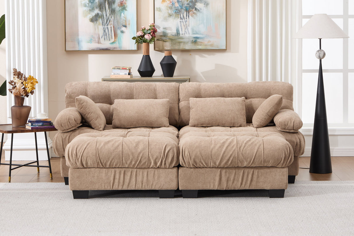 FELZARO 88" Loveseat Sofa with 2 Ottomans