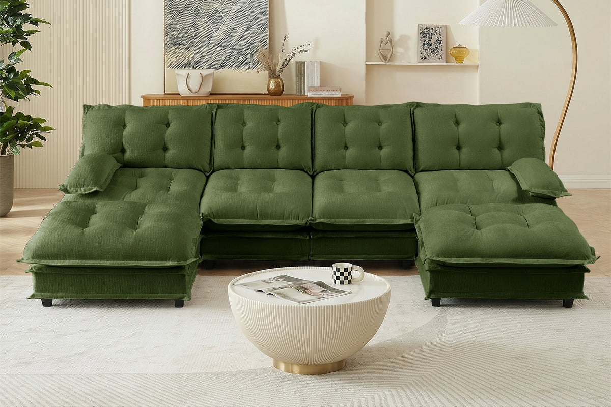 MARLOX 138" 4-Seater Sofa with 2 Ottomans