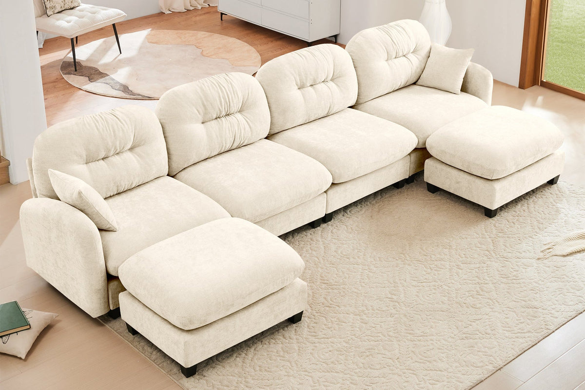 NUVIA 140&quot; 4 Seater Sofa with 2 Ottomans