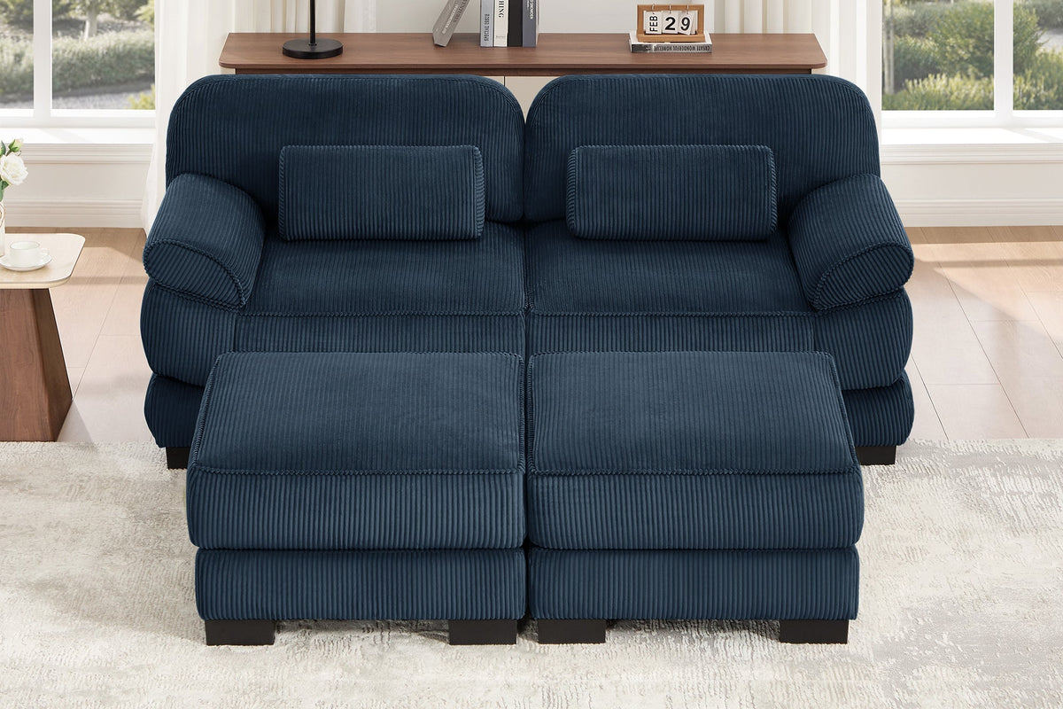 MASON 76" Loveseat with 2 Ottomans