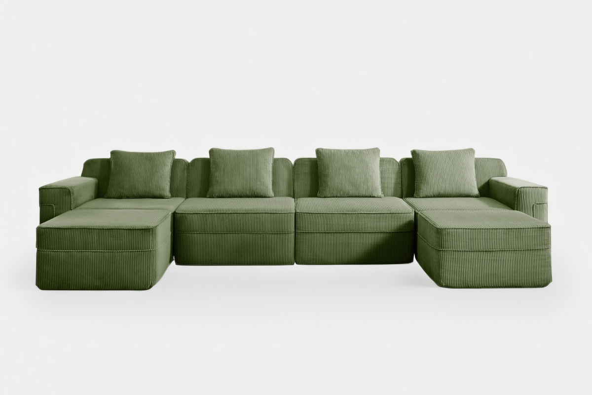 MARTHA 153" 4-Seater Sofa with 2 Ottomans