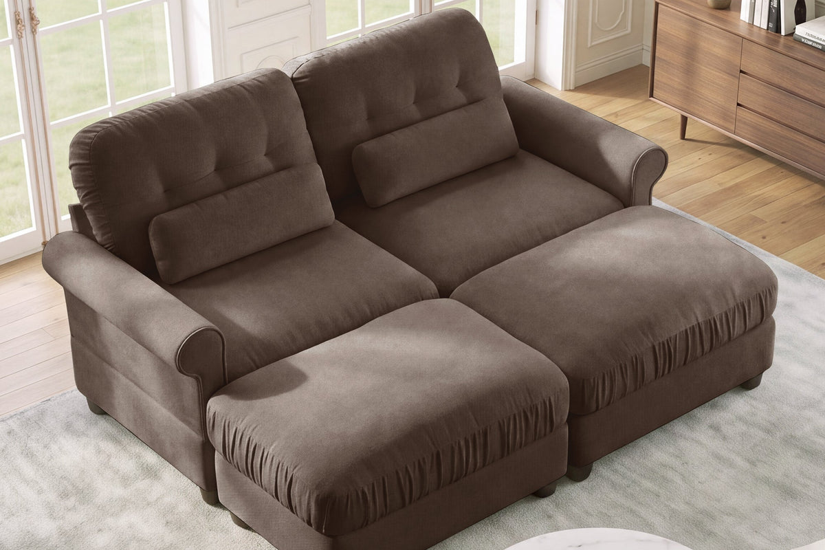MELBOURNE 69" Loveseat with 2 Ottomans