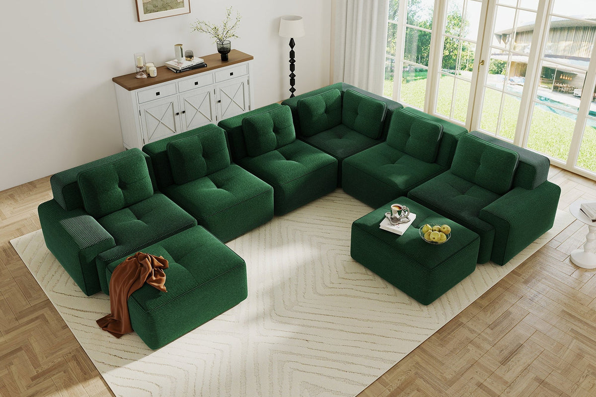 CORDELIA 151" 6-Seater Sofa with 2 Ottomans