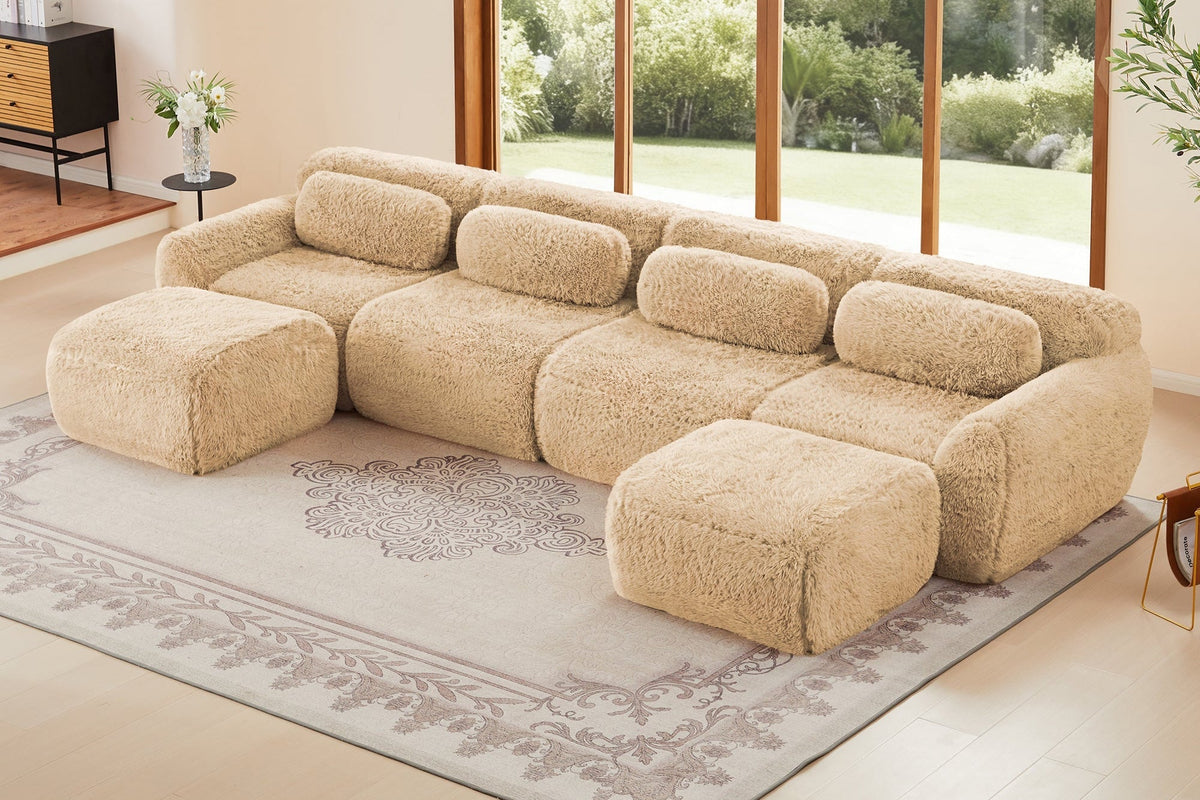 MELLOW 149" 4-Seater Sofa with 2 Ottomans