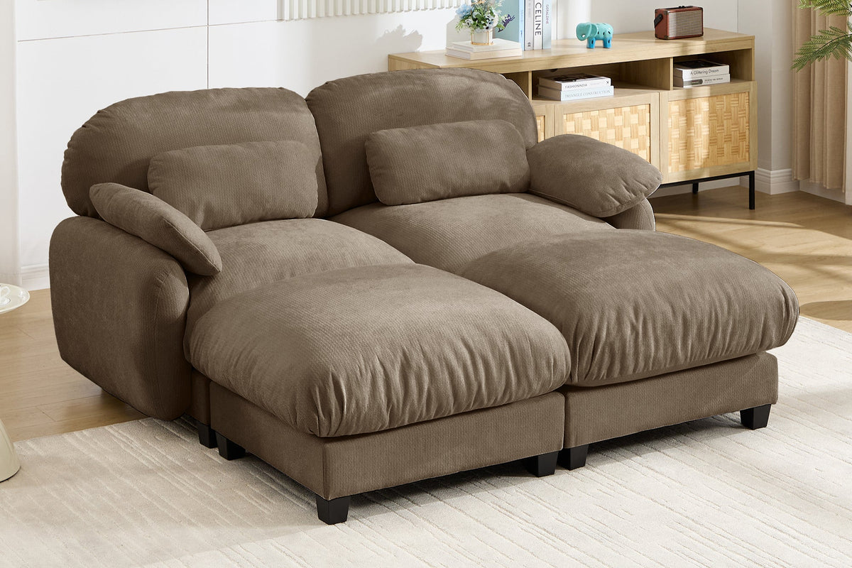 UNIONN 72" Loveseat With 2 Ottomans
