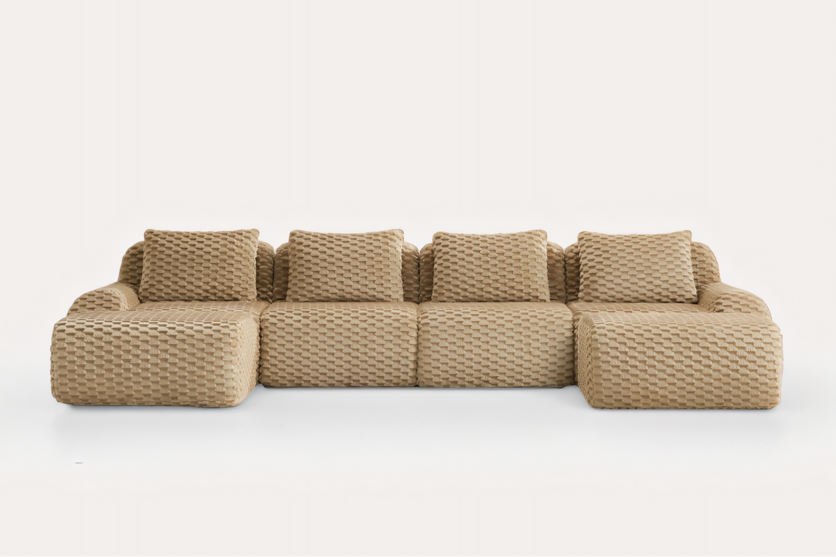 LAURENT 146" 4-Seater Sofa with 2 Ottomans