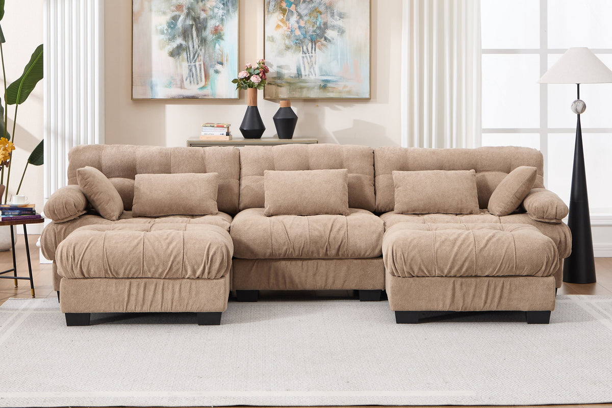 FELZARO 123" 3-Seater Sofa with 2 Ottomans