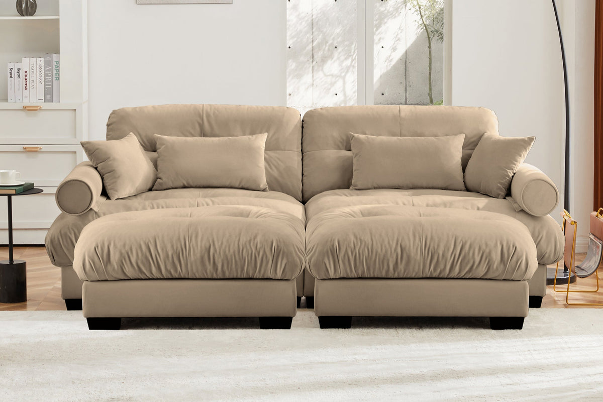 CLOUDIES 94&quot; Loveseat with 2 Ottomans