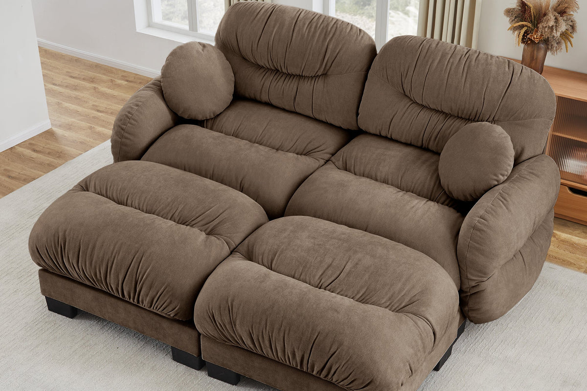 FLORA 81" Loveseat Sofa With 2 Ottomans