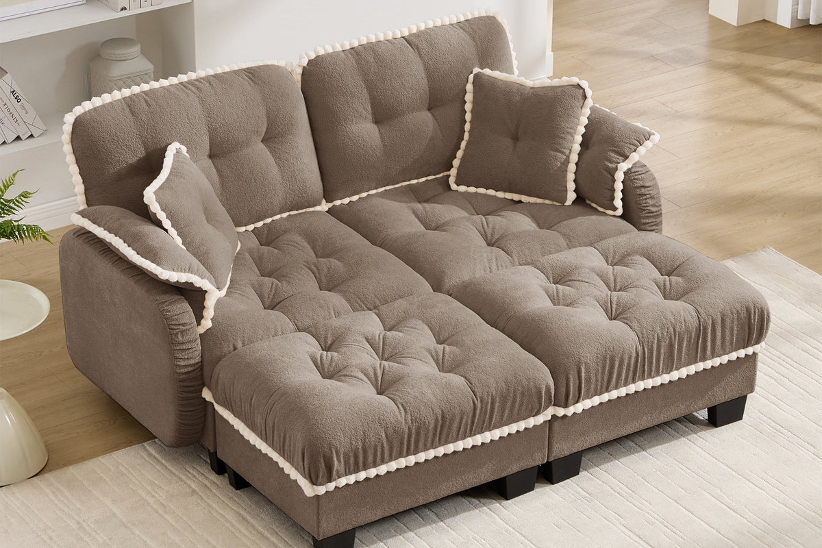 SANDRA 70" Loveseat With 2 Ottomans