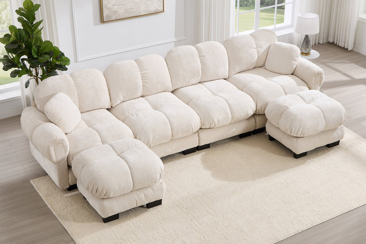 PRINCE 131" 4-Seater Sofa With 2 Ottomans