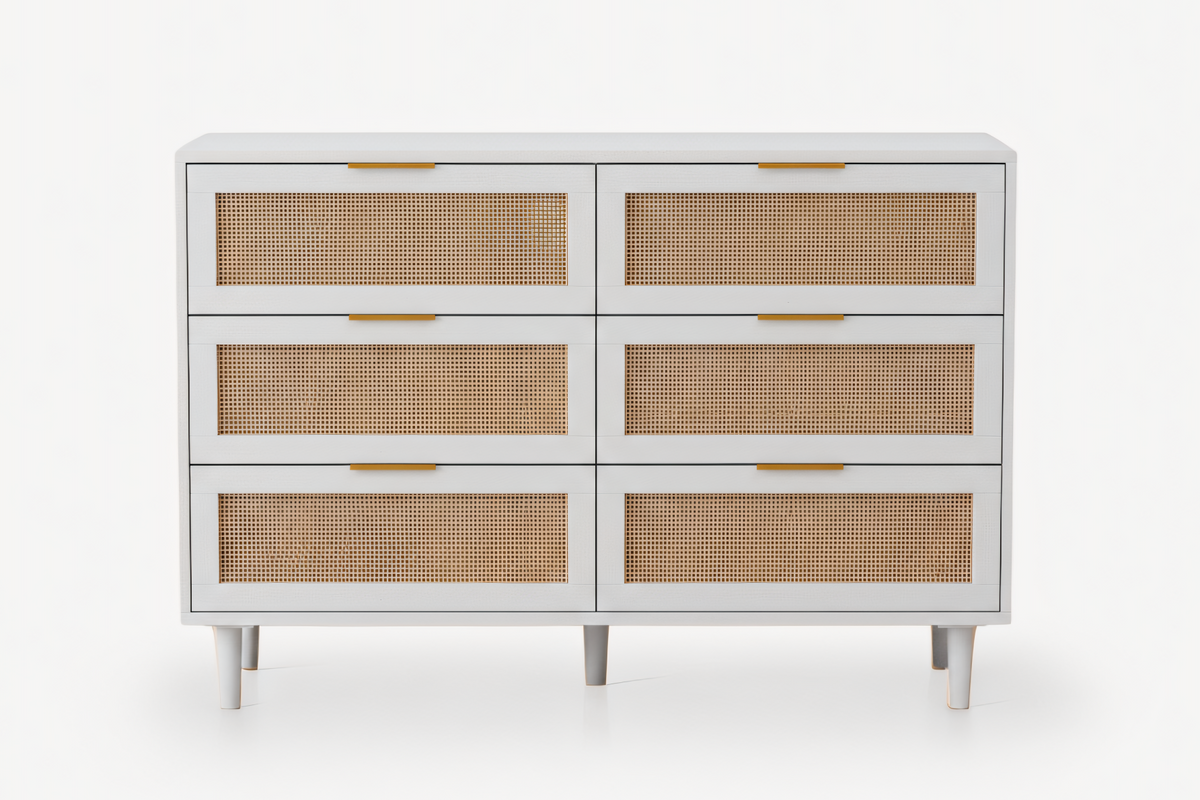 NESTO 43" Modern Rattan Drawer Cabinet