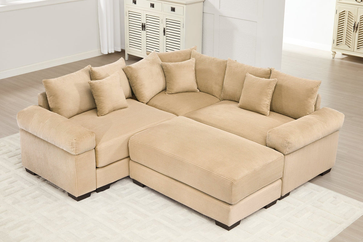 DESEO 158" Sectional Sofa with Ottoman