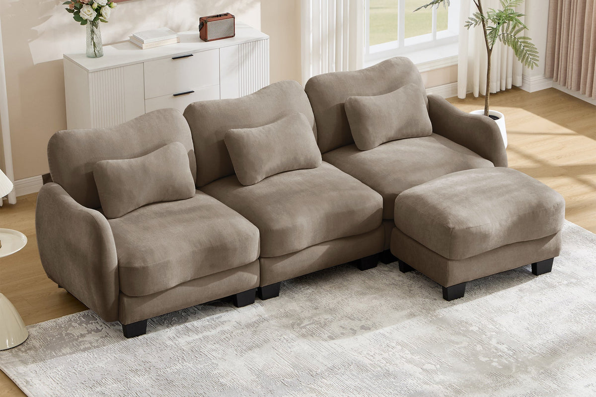 WAVE  101" 3-Seater Sofa With 1 Ottoman