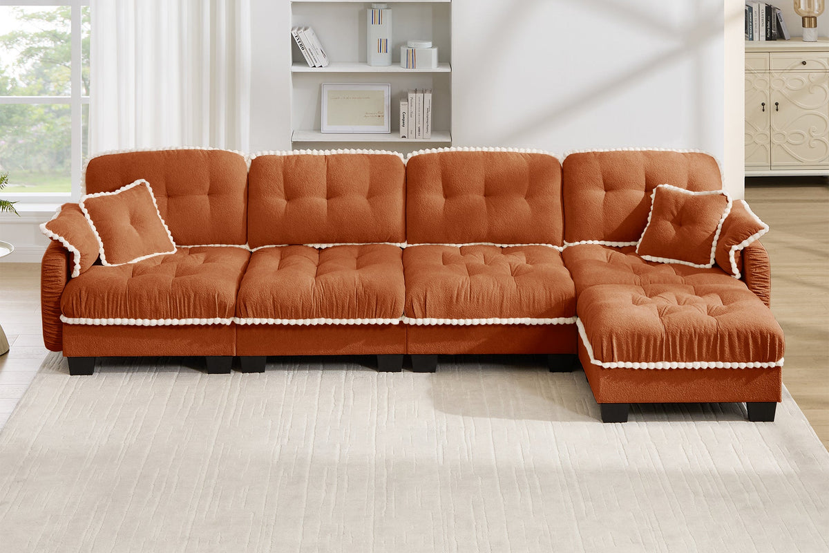 SANDRA 131" 4-Seater Sofa With 1 Ottoman