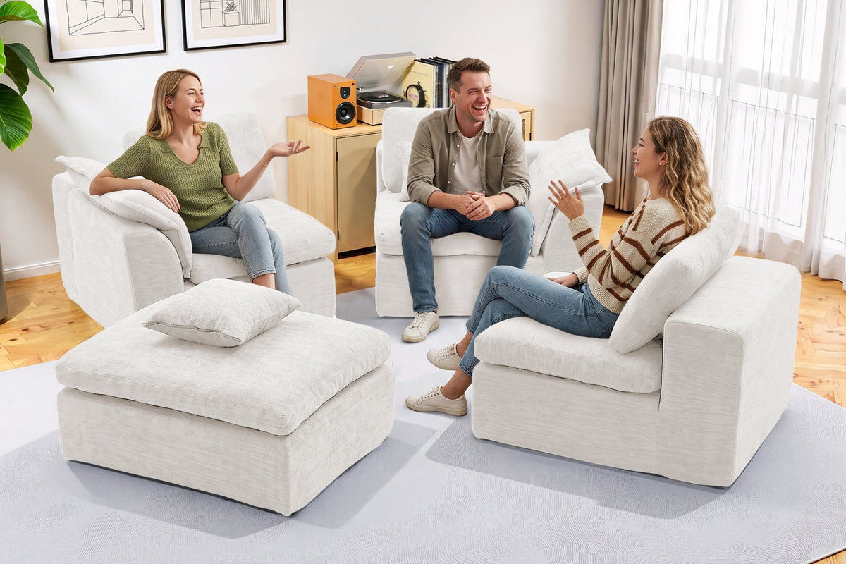 CEDARLY 98" 4-Seater Sofa with 1 Ottoman