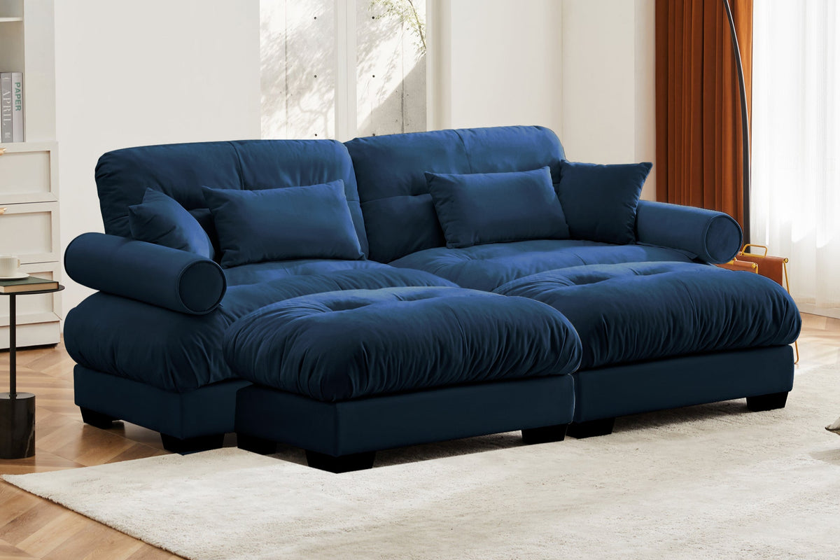 CLOUDIES 94&quot; Loveseat with 2 Ottomans
