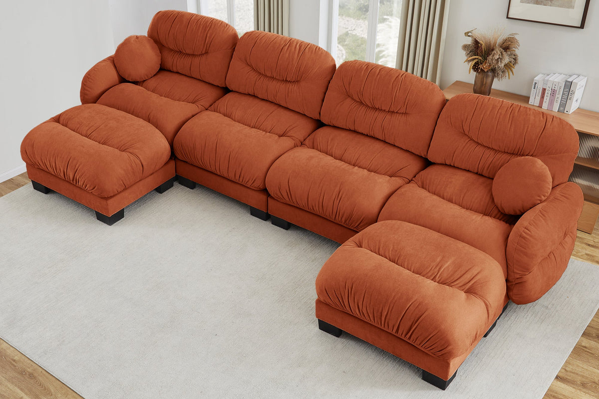 FLORA 150" 4-Seater Sofa With 2 Ottomans